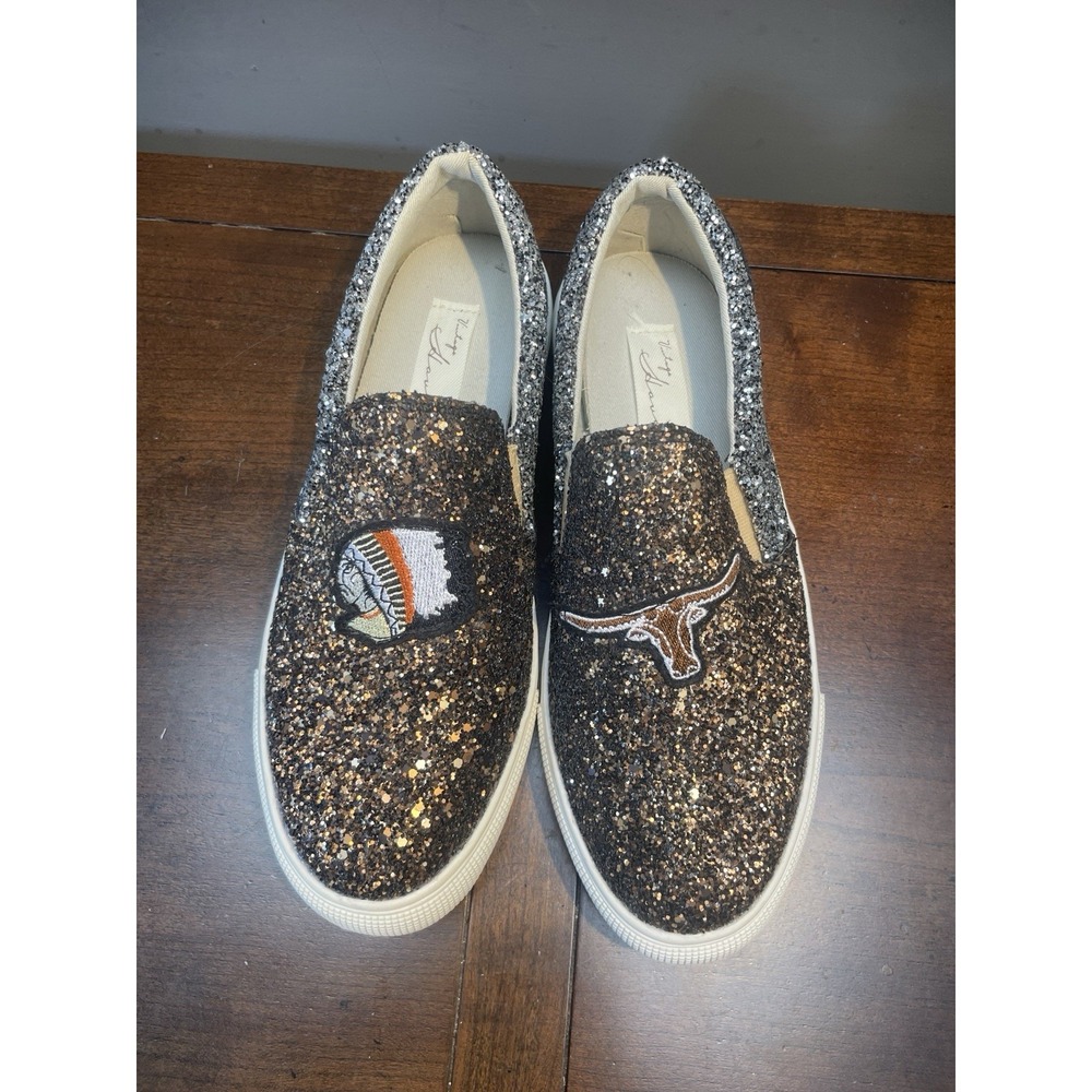 Vintage Havana Shoes Women 7 BRONZE BERTIE Glitter Sneaker Slip On Patches NWOB! - Picture 12 of 12